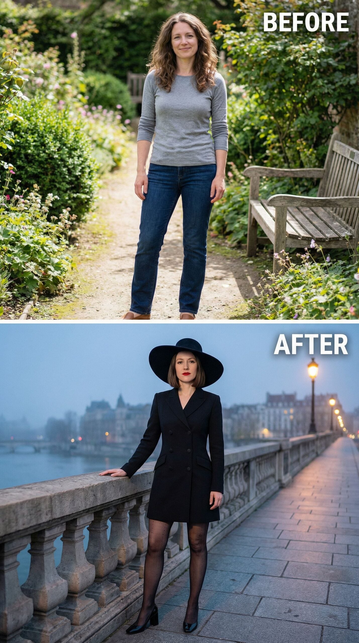 Tailored Black Blazer Dress Against Evening Twilight