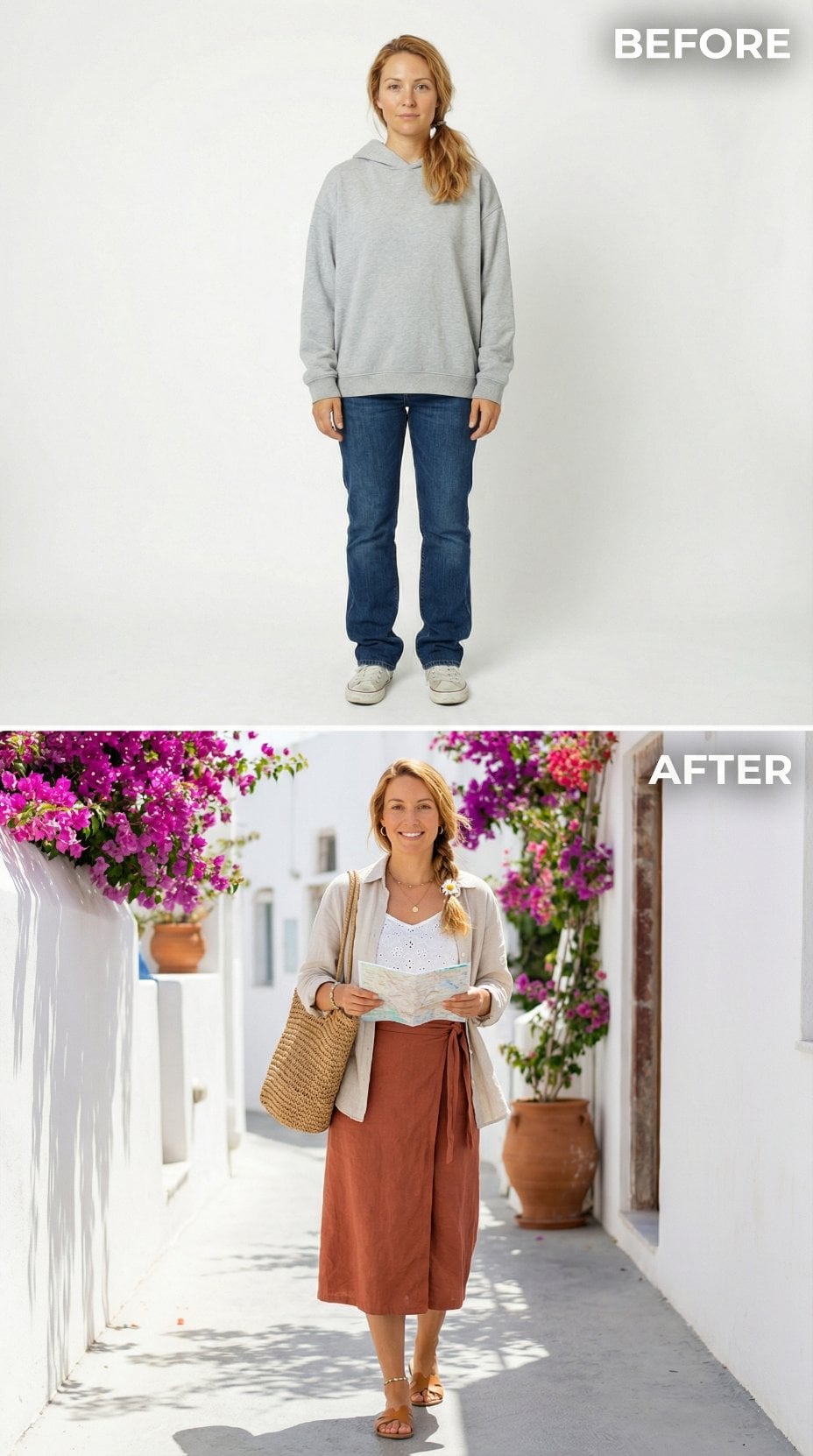 Gray Hoodie Monotony Transforms Into Rust Culotte and Eyelet Layering