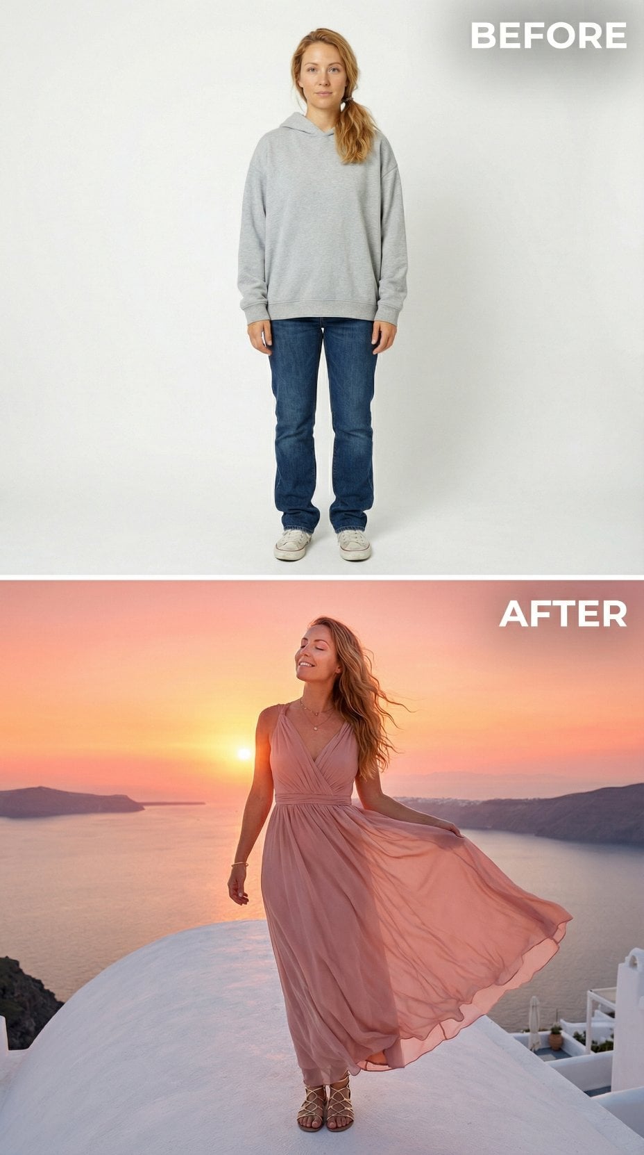 Oversized Gray Hoodie Rewritten With Blush Chiffon and Golden Hour Glow