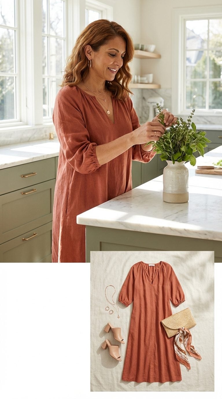 Mediterranean Sunset in Terracotta Linen and Rose Gold