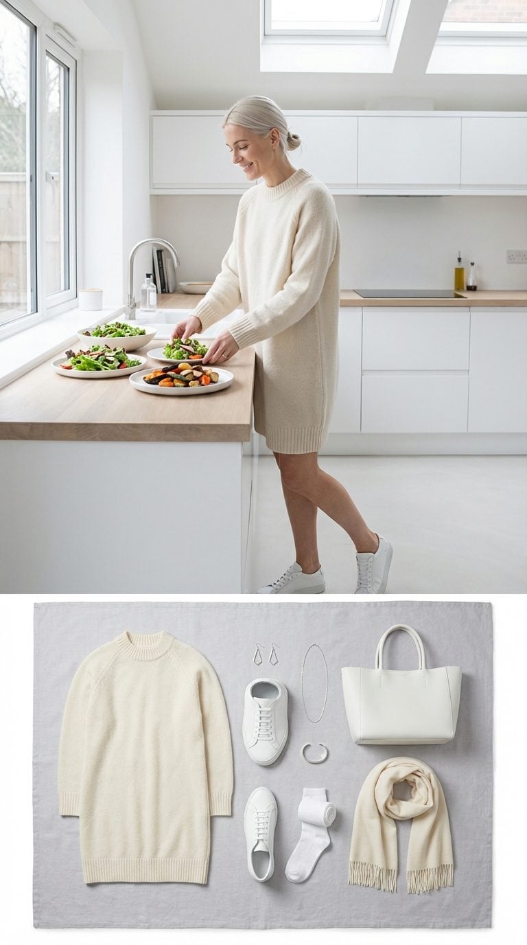 Scandinavian Minimalist in Cream Wool and Sterling Silver