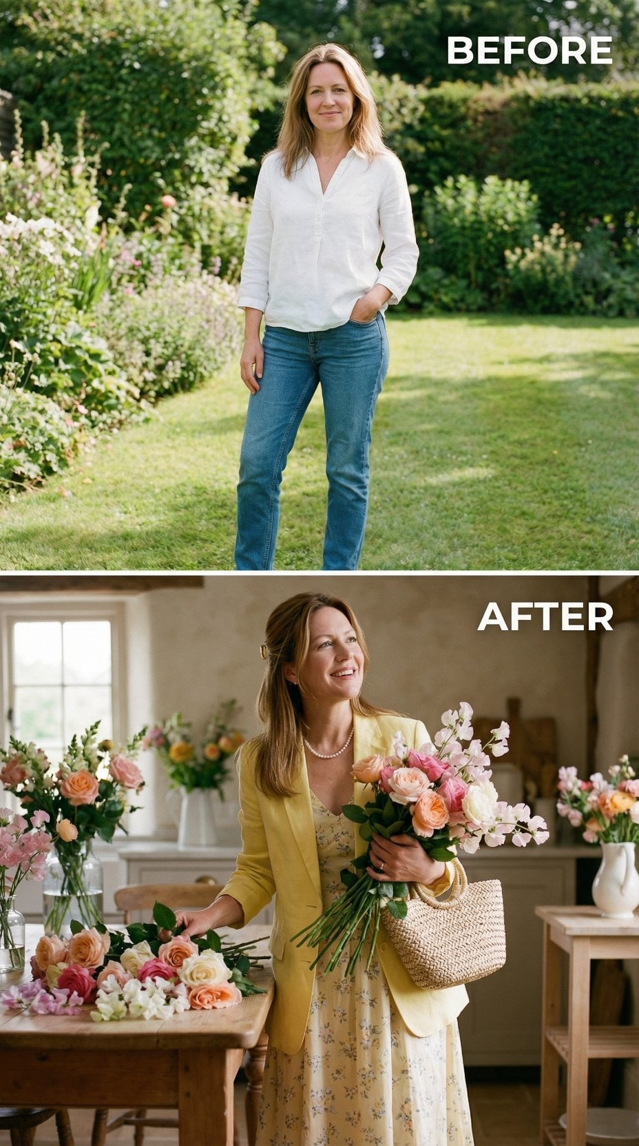 Butter Yellow Blazer Over Botanical Print Midi Anchors Indoor Arrangement