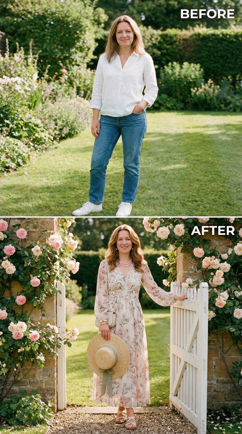 Garden Gate Floral Maxi With Necklace Layers Frames Rose Trellis