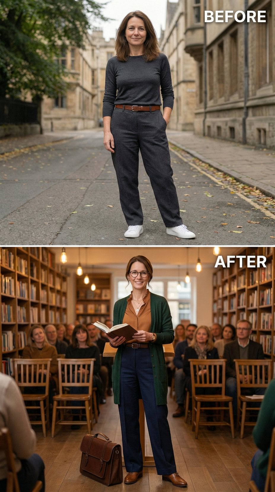 Charcoal Jersey Traded for Green Cardigan, Bronze Silk, and Book Reading