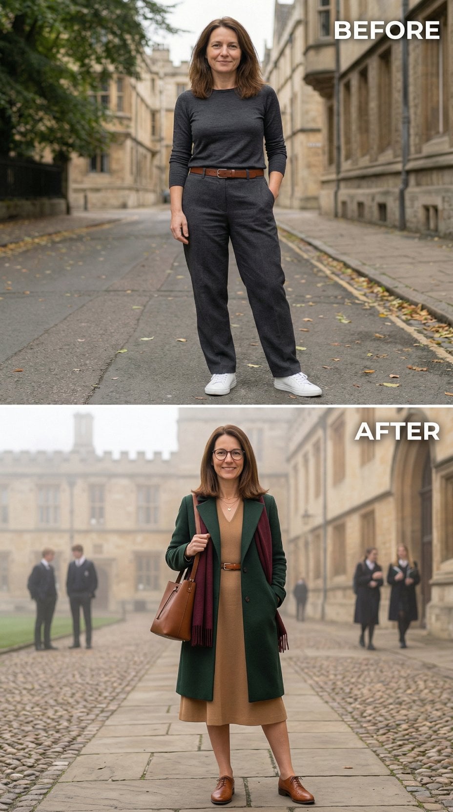 From Charcoal Knit and Belt to Forest Coat, Mustard Knit Dress, and Tortoiseshell Frames