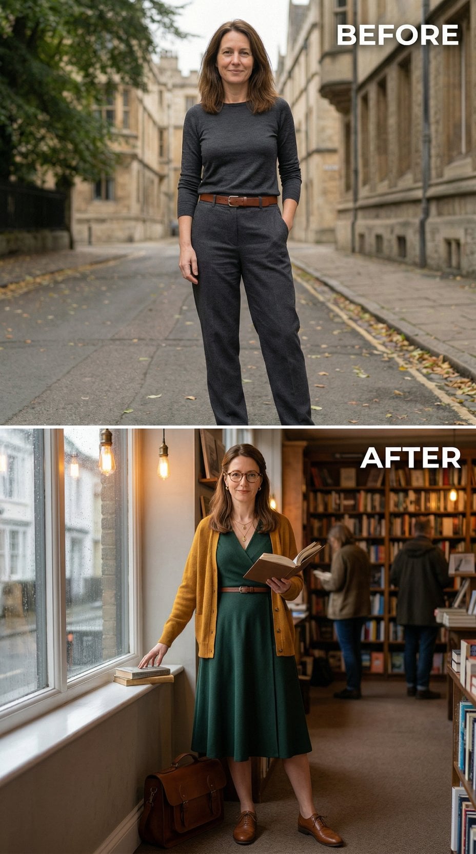 Charcoal Minimalism Shifts to Emerald Academic in a Single Wardrobe Edit