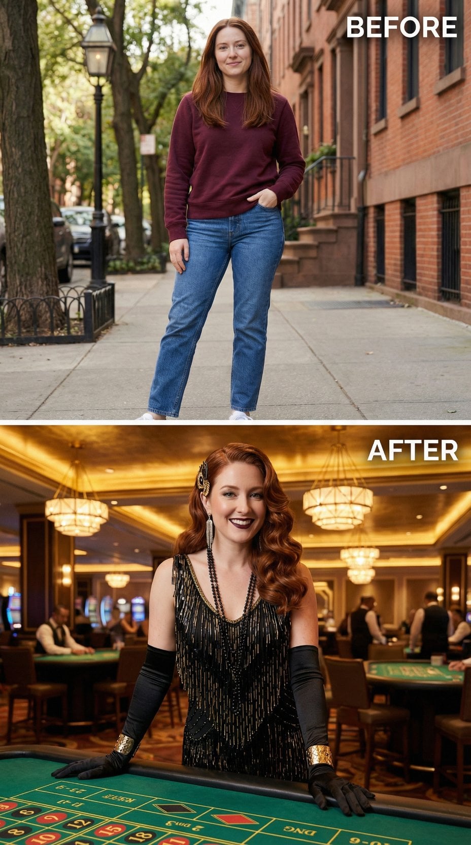 Sidewalk Simplicity Trades Maroon Cotton for Black Fringe Casino Dealer