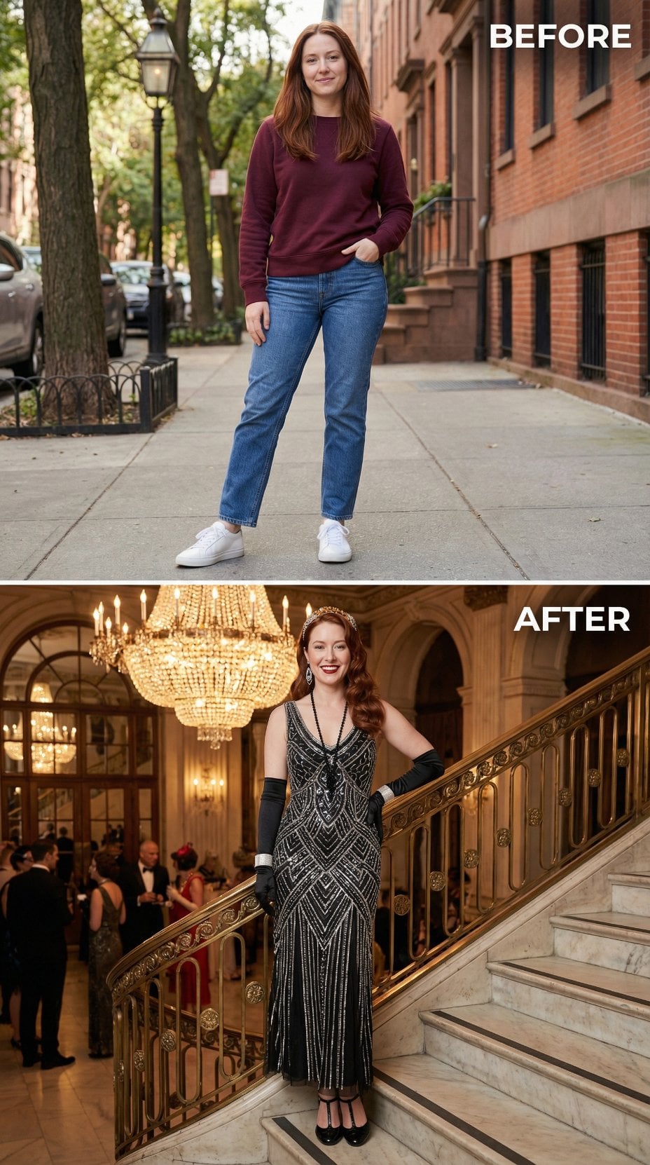 Straight-Leg Denim Casual Reroutes to Grand Staircase Beaded Noir