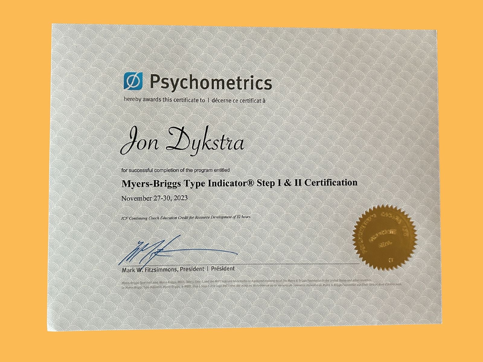 Official Personality Type Step I & II Certification from Psychometrics