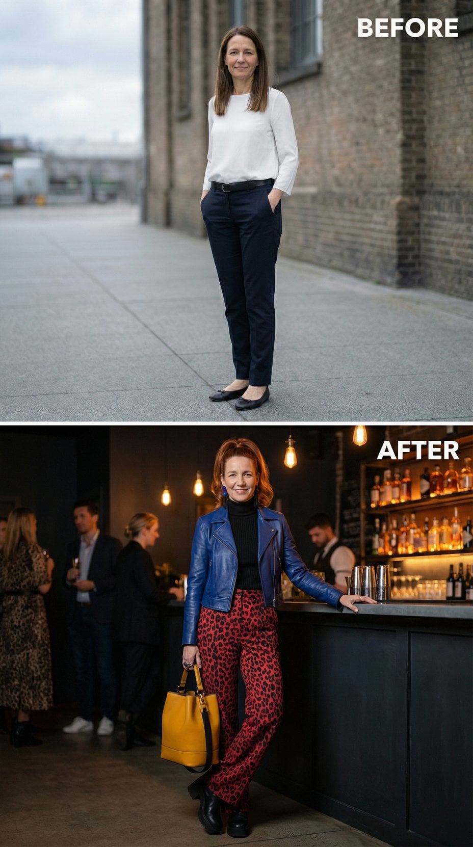 Classic Business Separates to Leopard-Print Trousers and Cobalt Leather