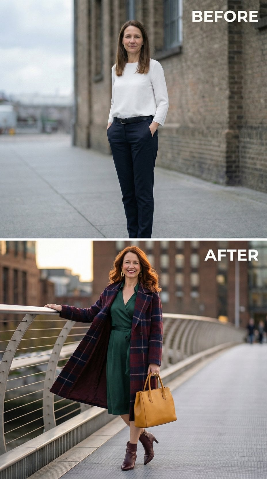 Classic Workwear Replaced by Emerald Wrap Dress and Tartan Coat
