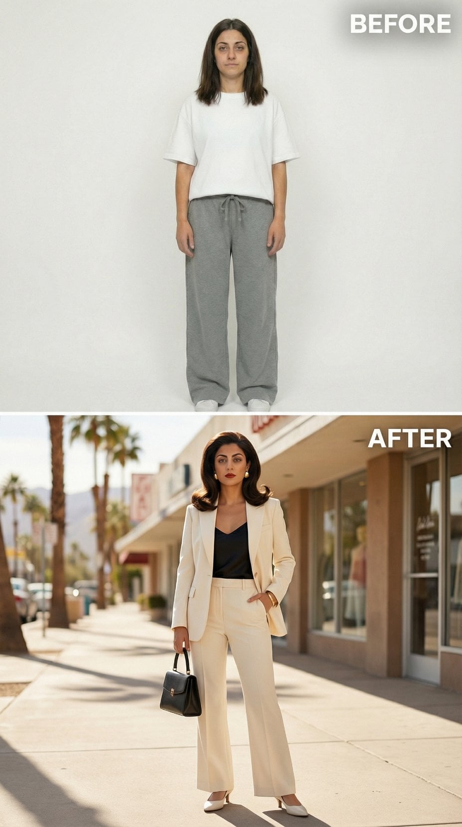 Cream Suit With Retro Curls Channels Old Hollywood Power Dressing