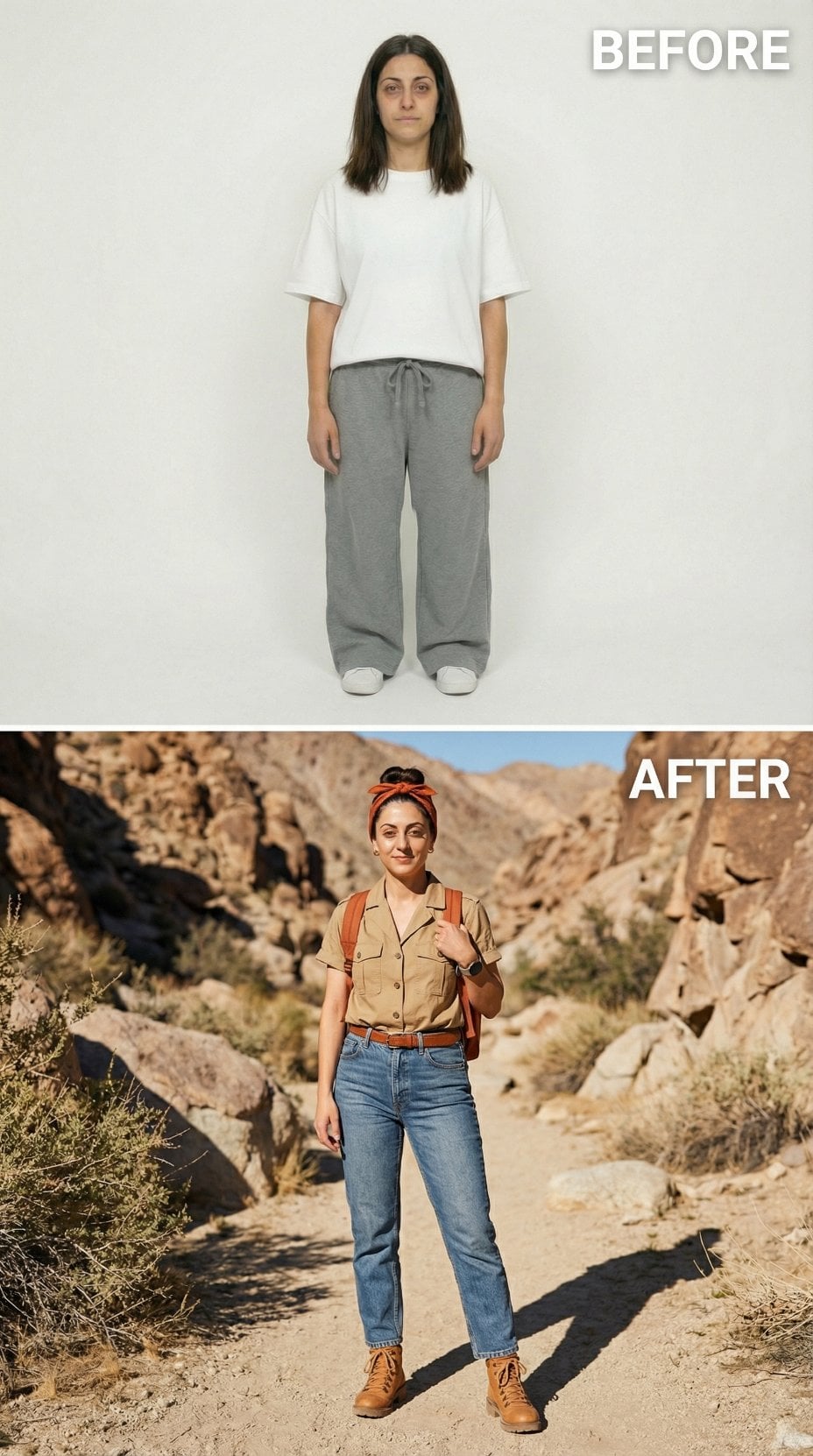 Safari Shirt and Belted Denim Turn Desert Trails Into a Scouting Adventure