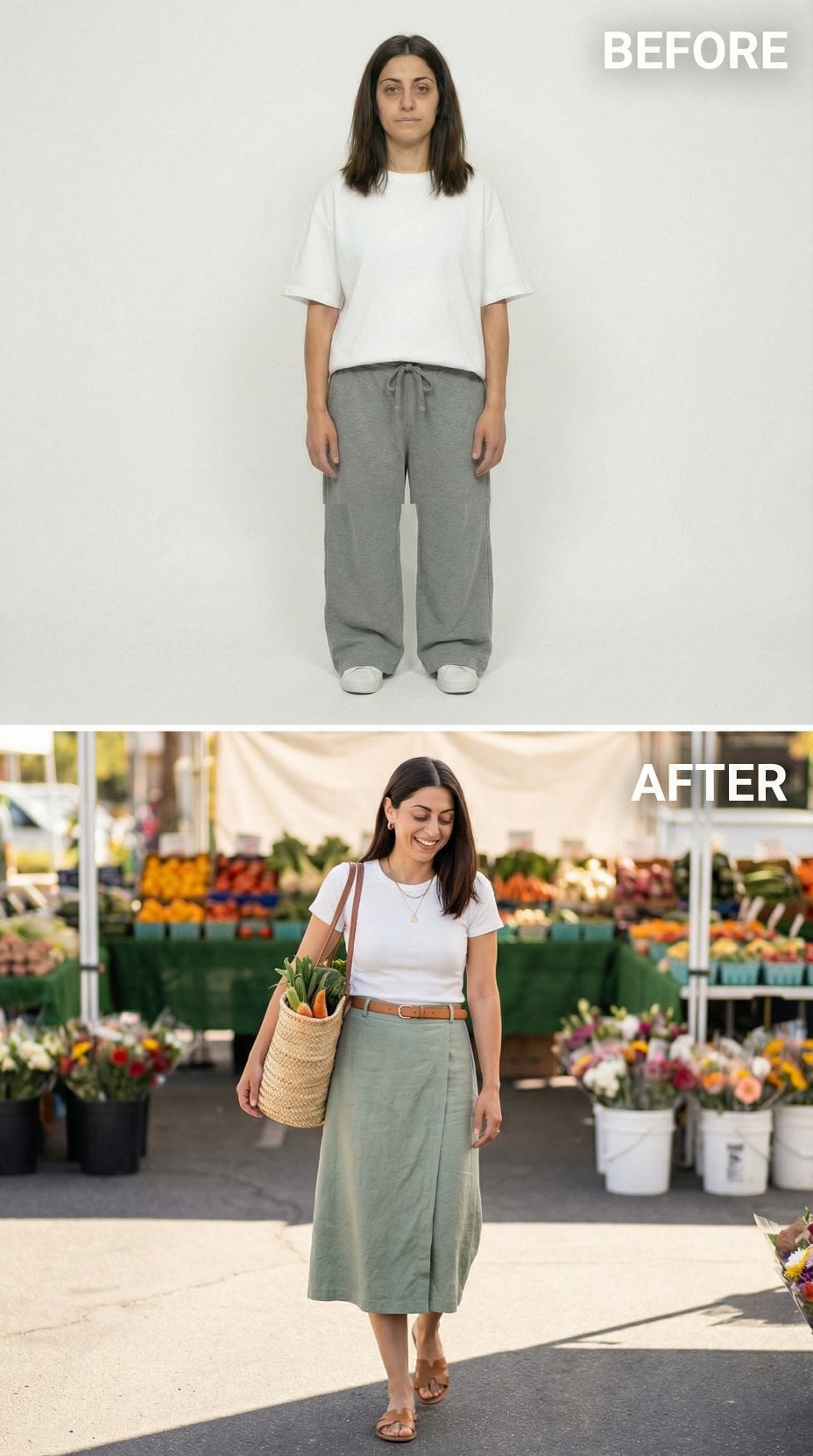 Sage Wrap Skirt and Leather Belt Replace Sweatpants Forever