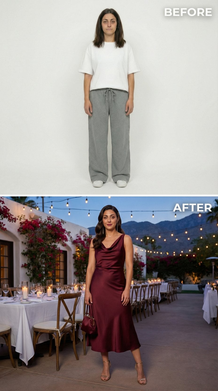 Burgundy Cowl-Neck Slip Dress Turns Twilight Dinner Into Theater