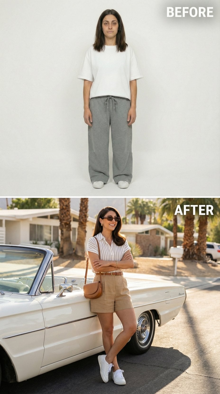 Oversized Basics Gone: Striped Polo and High-Waist Shorts by Classic Convertible