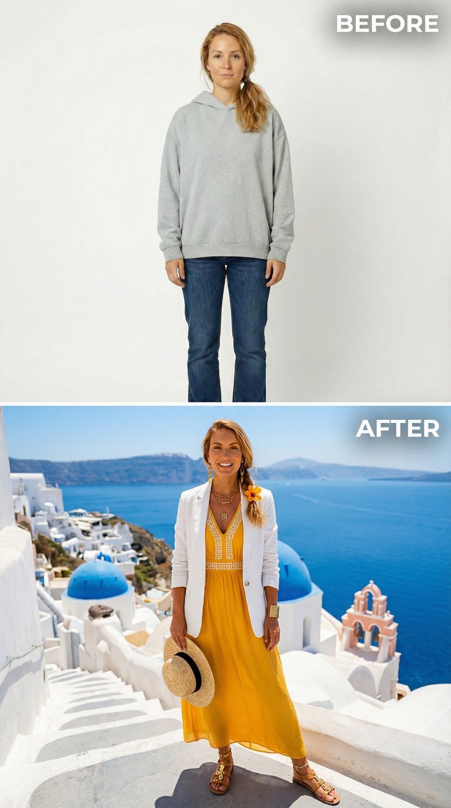 Studio Gray Stripped Away by Marigold Medallion Maxi and White Blazer