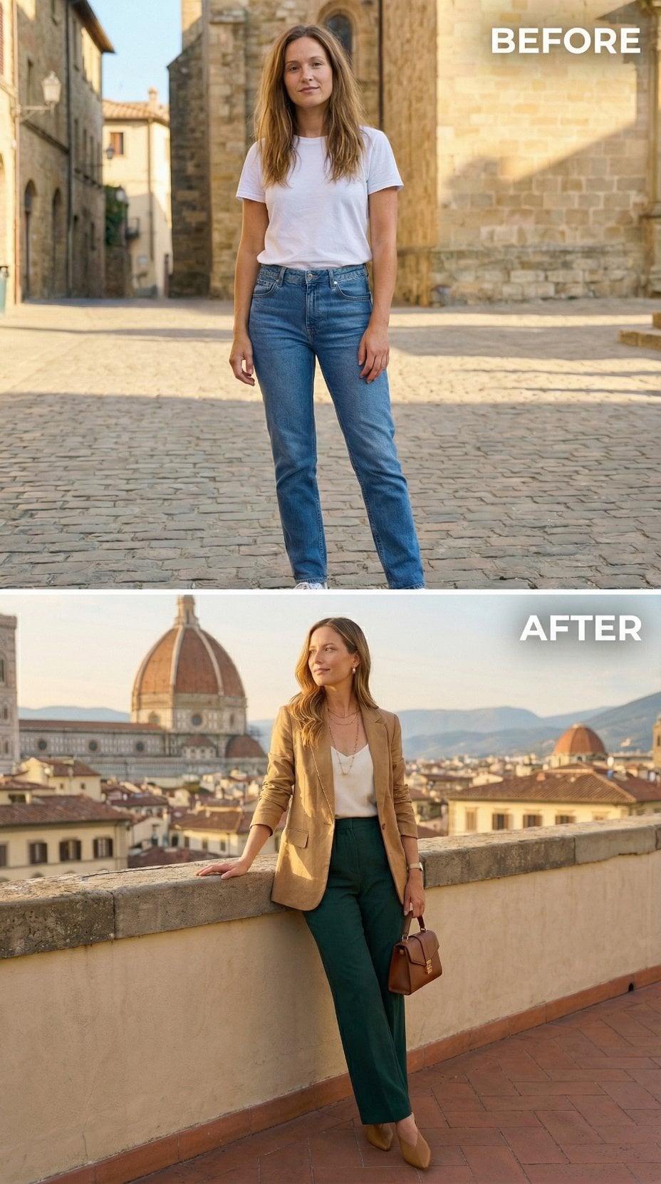 Blue Jeans and Round-Toe Flats Replaced with Structured Tailoring and Dome-Clutch Poise