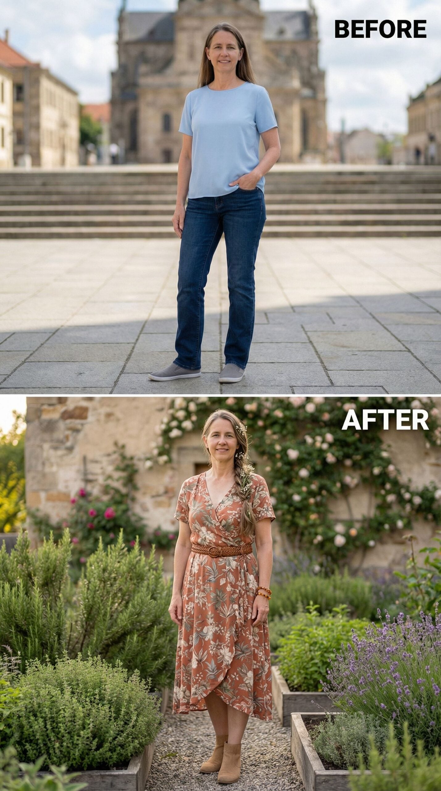Floral Wrap Dress and Braided Crown Replace Denim Simplicity