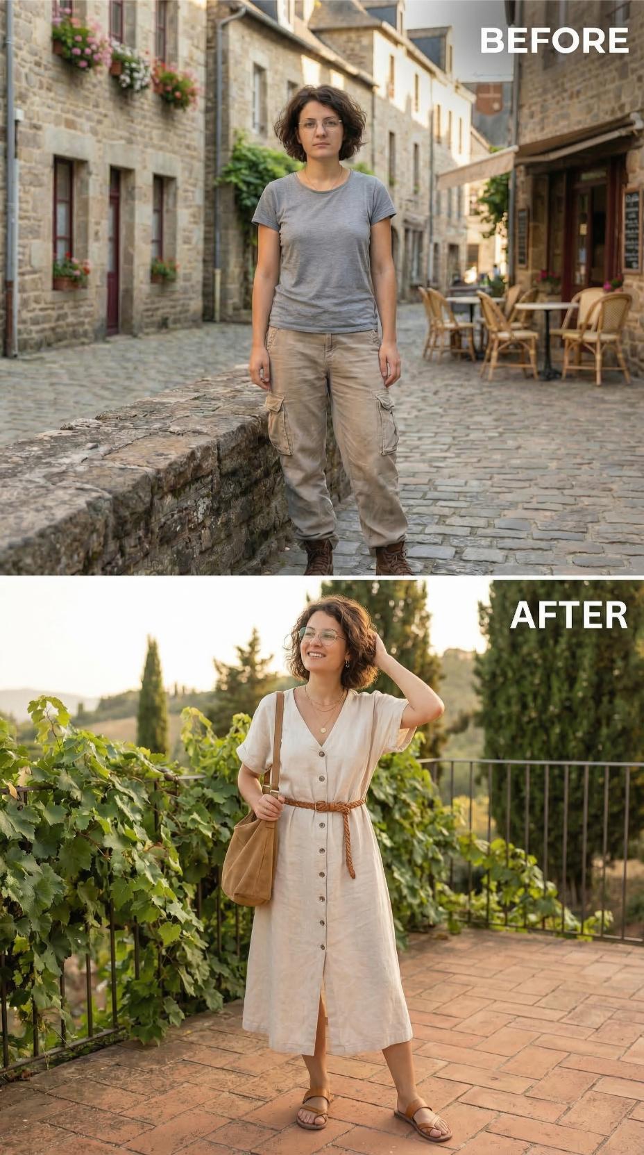 Faded Cargo Pants and Oversized Tee Exit for Linen Dress Ease