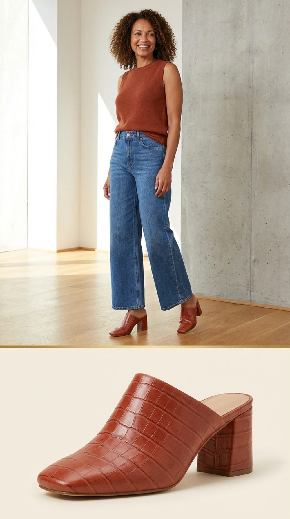 Square-Toe Heeled Mule