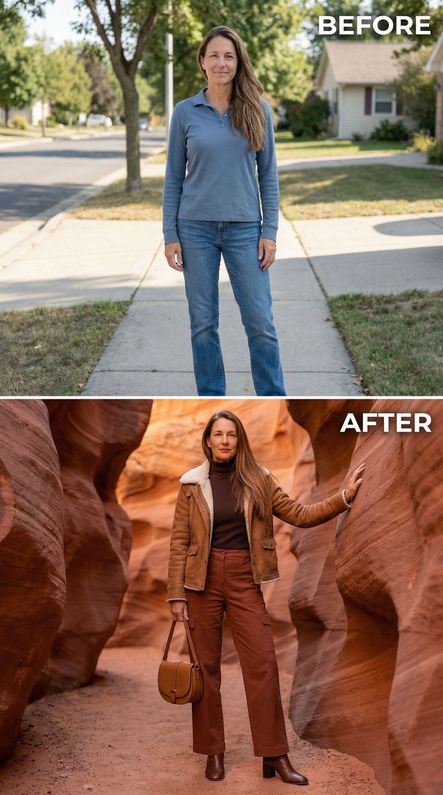From Suburban Sidewalk to Slot Canyon in Rust and Caramel Layers