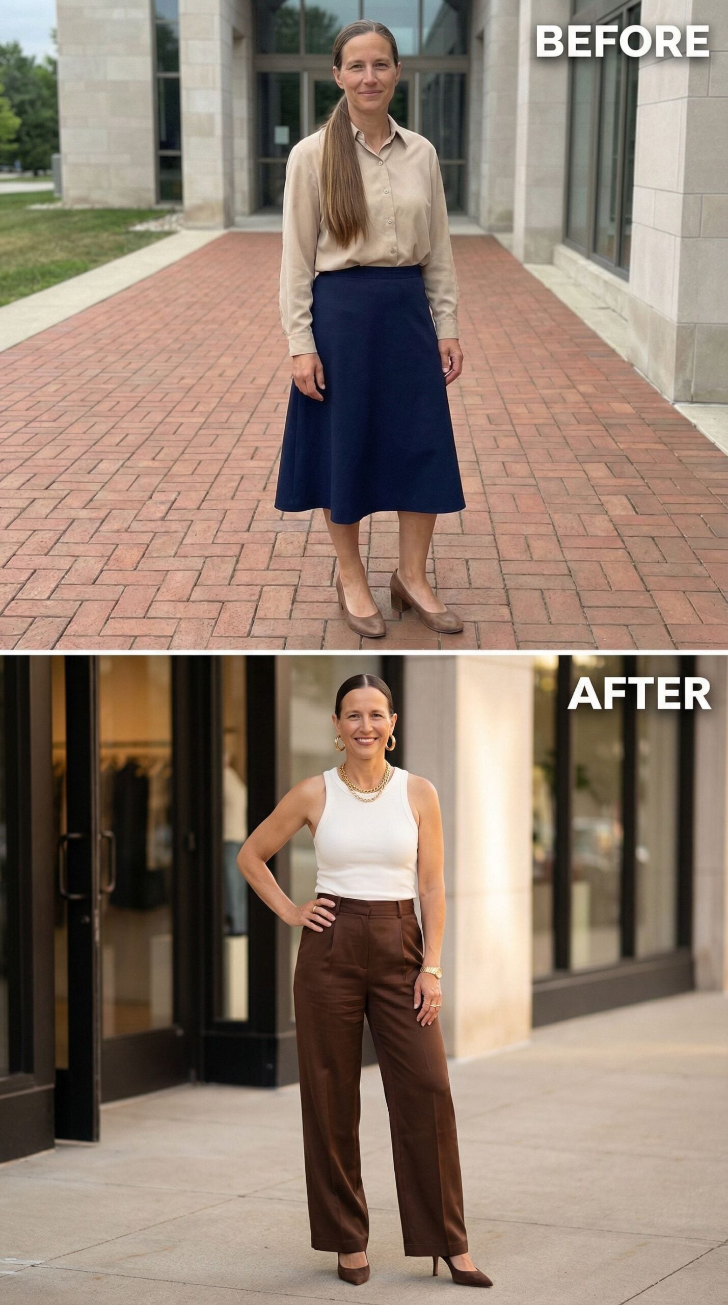 Clean Lines, Gold Details, and Wide-Leg Trousers Done Right