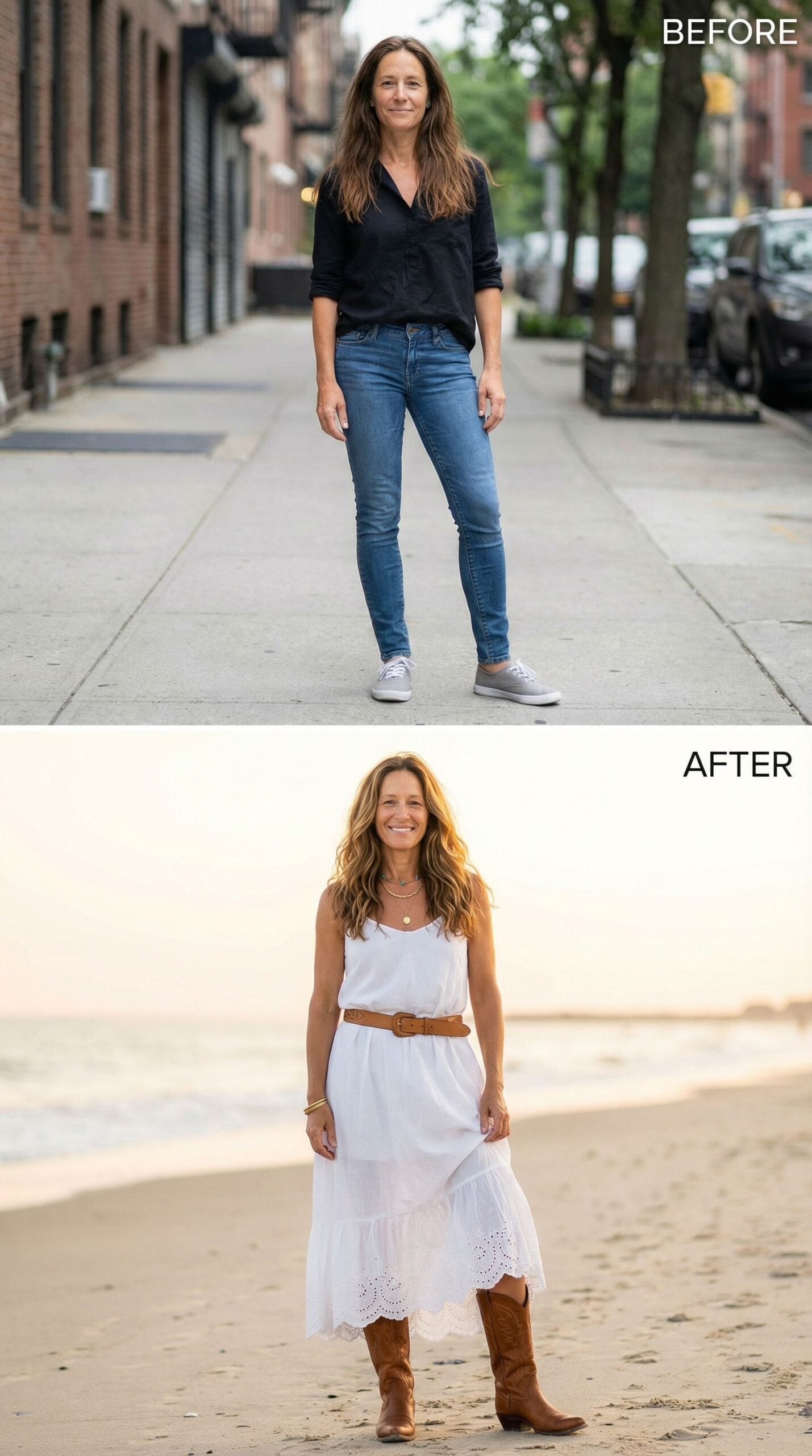 From City Sidewalk to Sandy Shore, She Found Her Signature