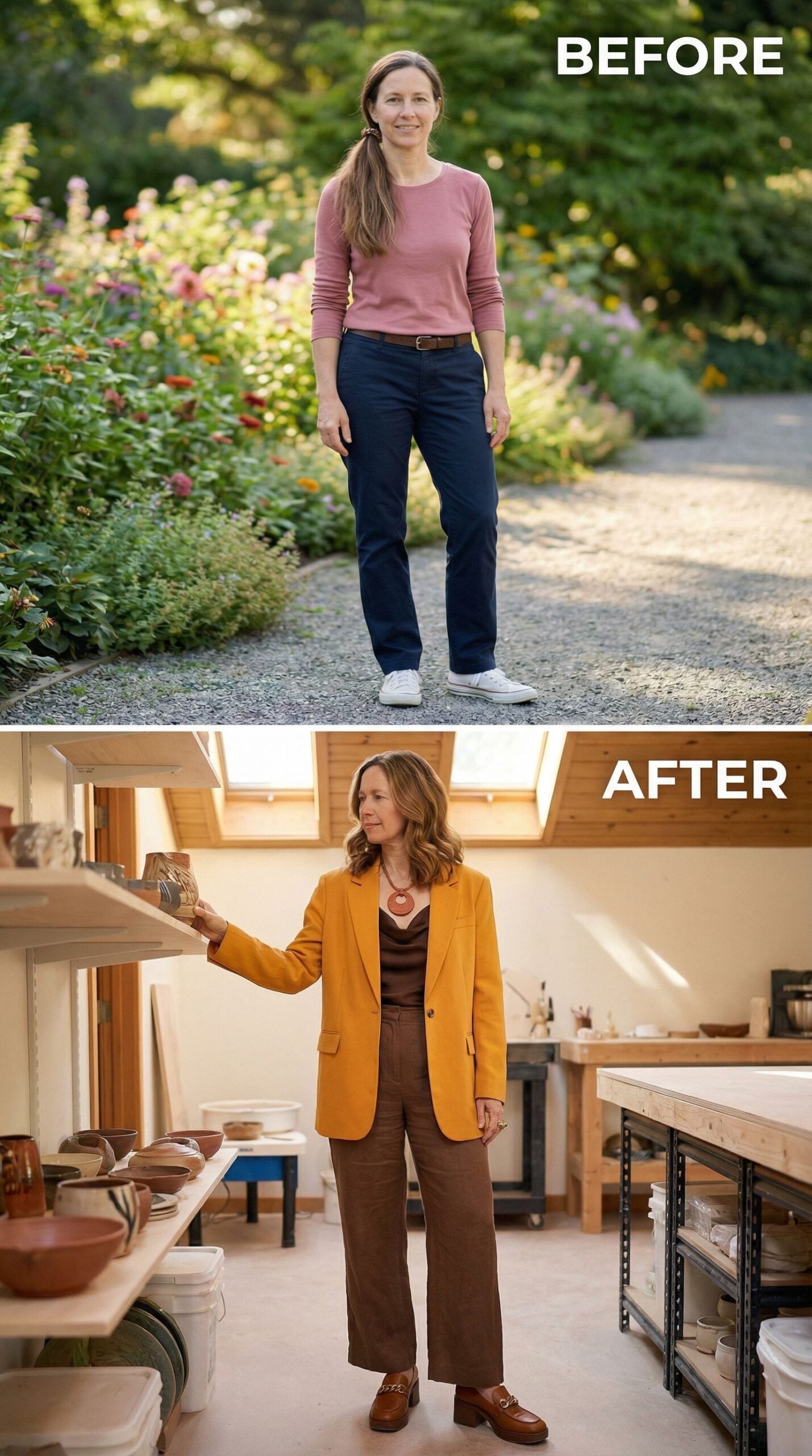 Mustard Blazer and Brown Separates Replace Casual Garden Basics