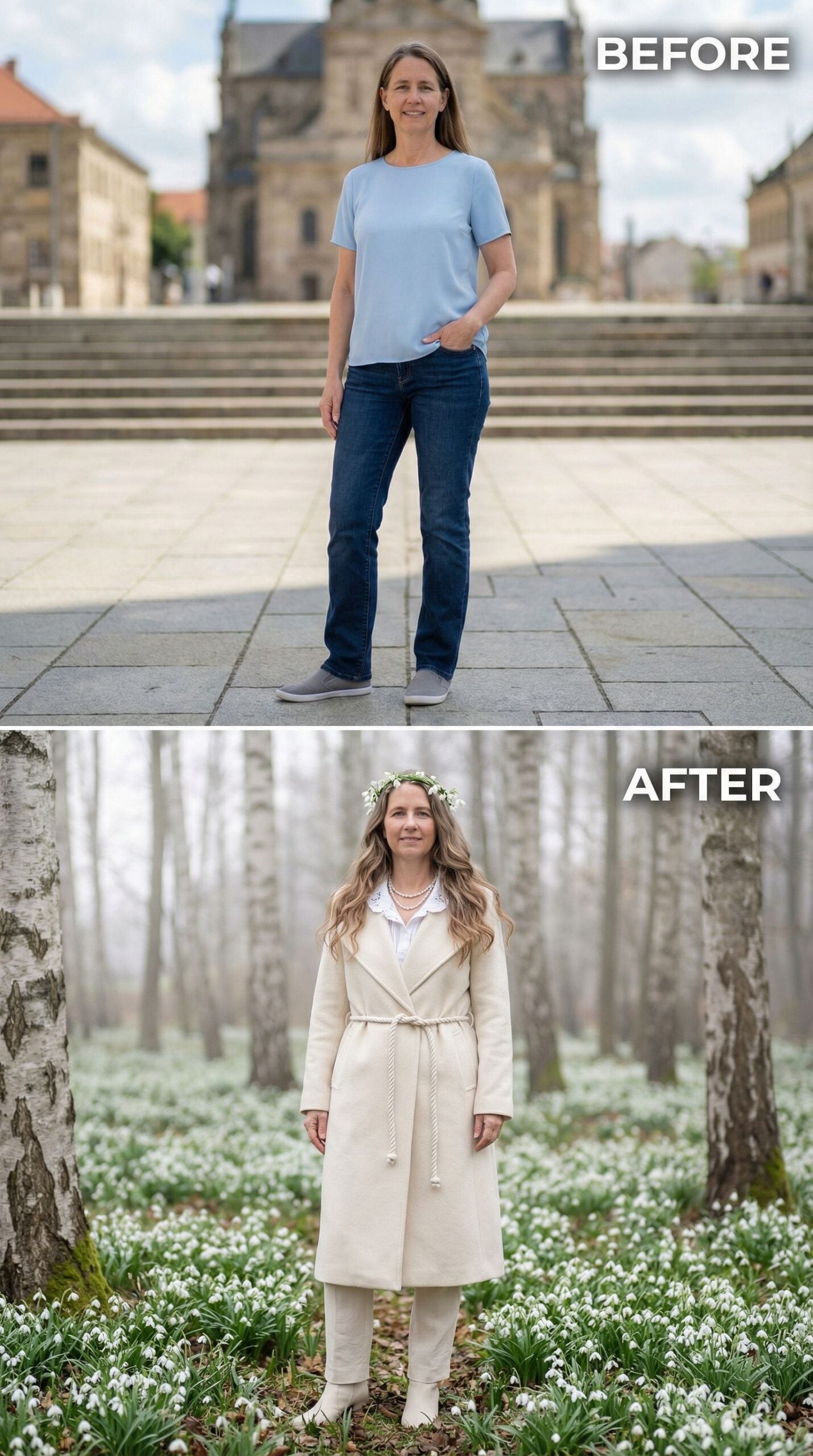 From Urban Casual to Woodland Ethereal in Cream and Florals