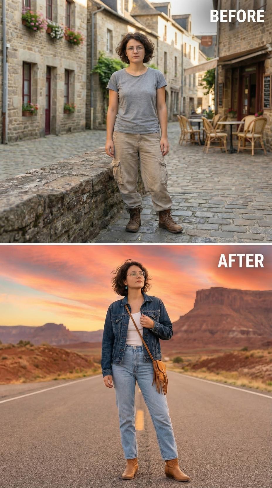 Faded Beige Cargo and Worn Boots Trade for Denim Jacket Desert Glow