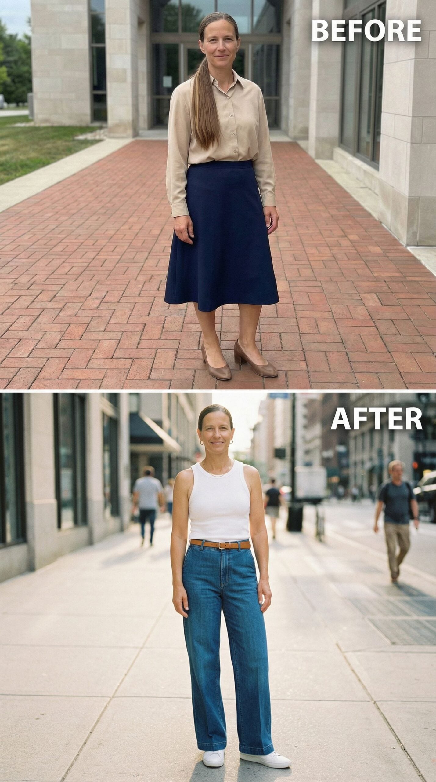 From Buttoned-Up to Clean Line: One Woman's Style Reset