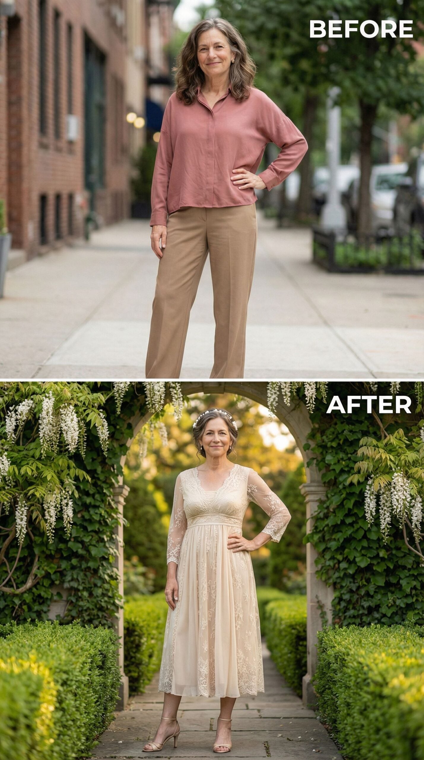 From City Sidewalk to Garden Ceremony in One Wardrobe Shift