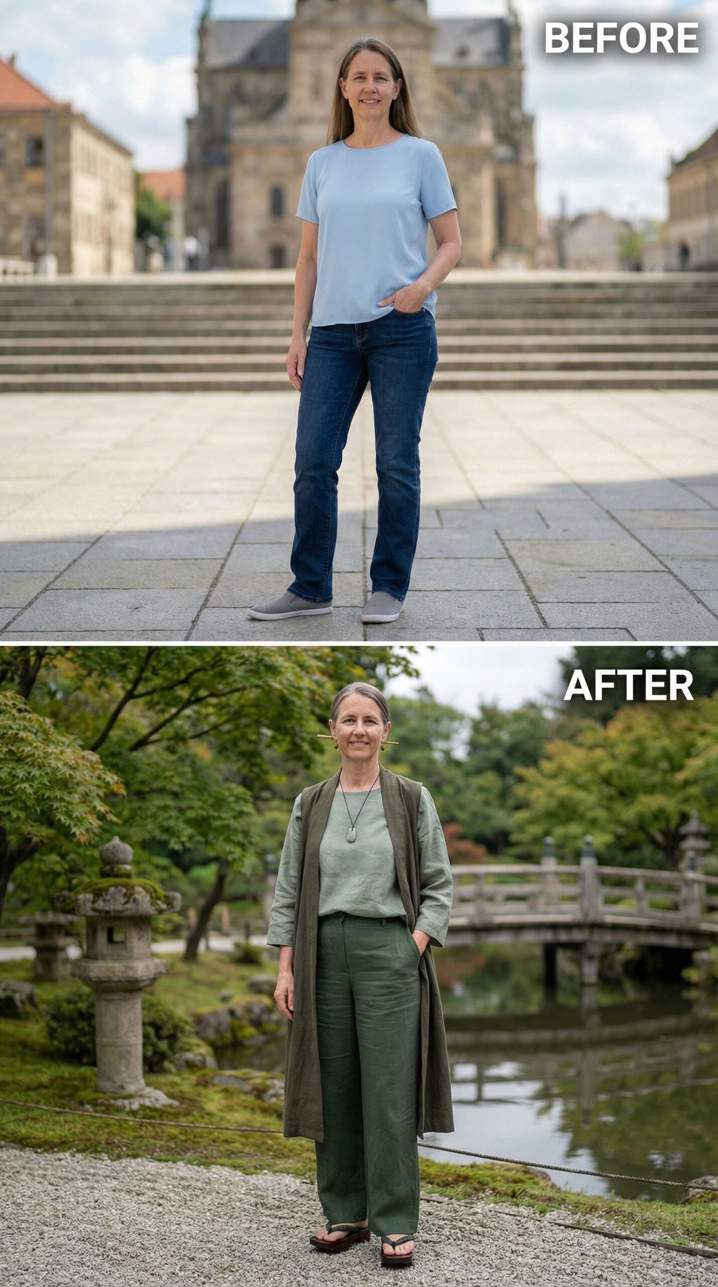 From European Cobblestones to Japanese Gardens in Moss Green Linen
