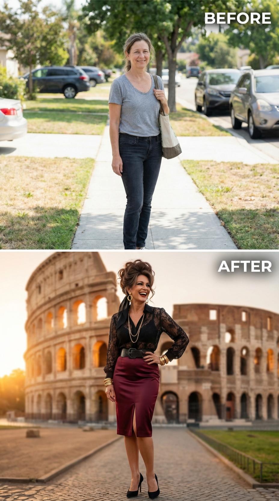 Suburban Sidewalk Forgotten for Colosseum Twilight in Wine and Lace