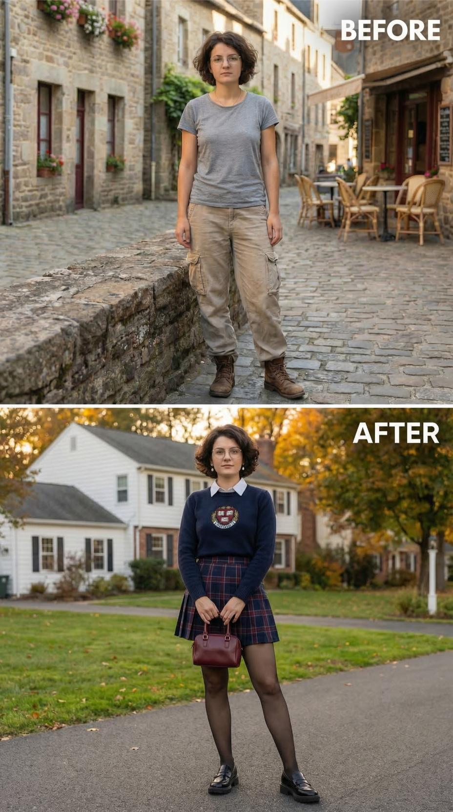 Faded Cobblestone Casual Dissolves Into Plaid Skirt Collegiate Authority