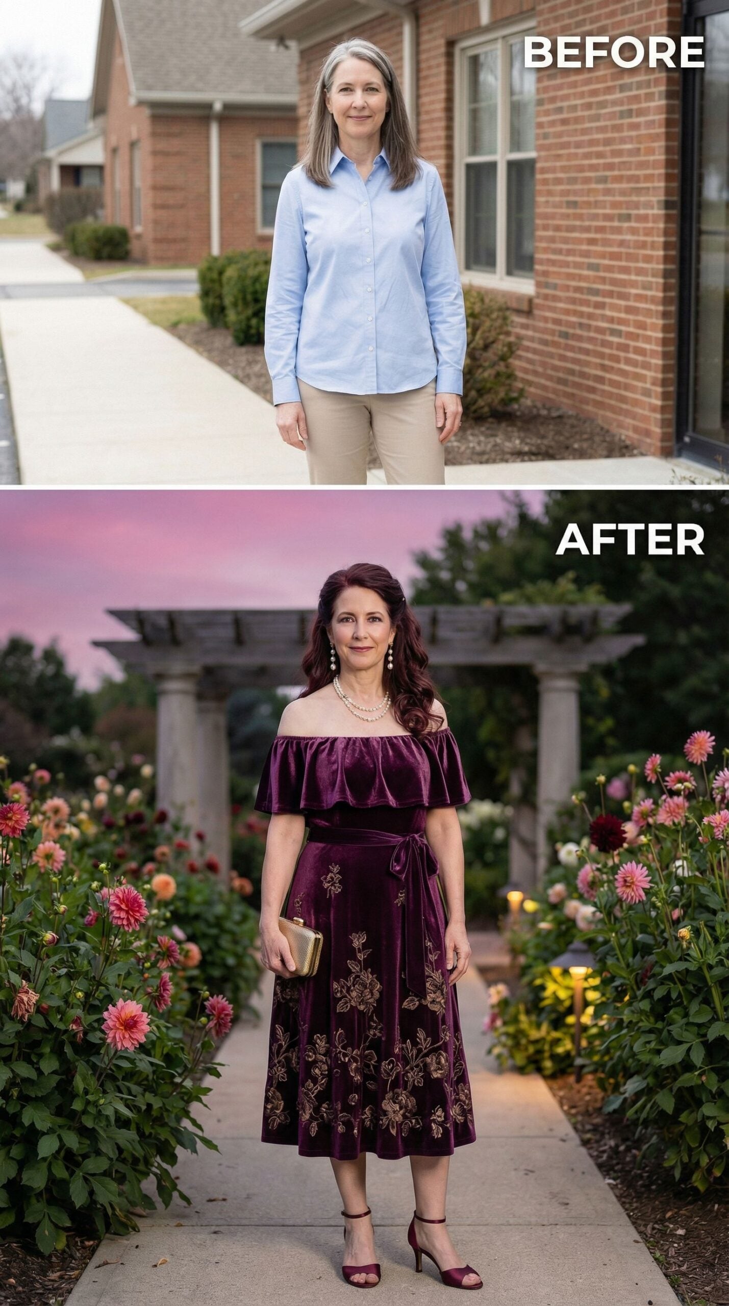 Rich Plum Velvet and Golden Embroidery for Evening