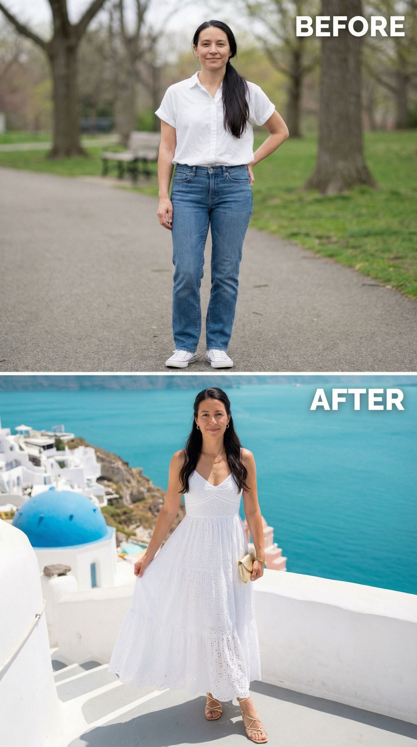 From Park Path to Caldera View: One White Dress Does the Work