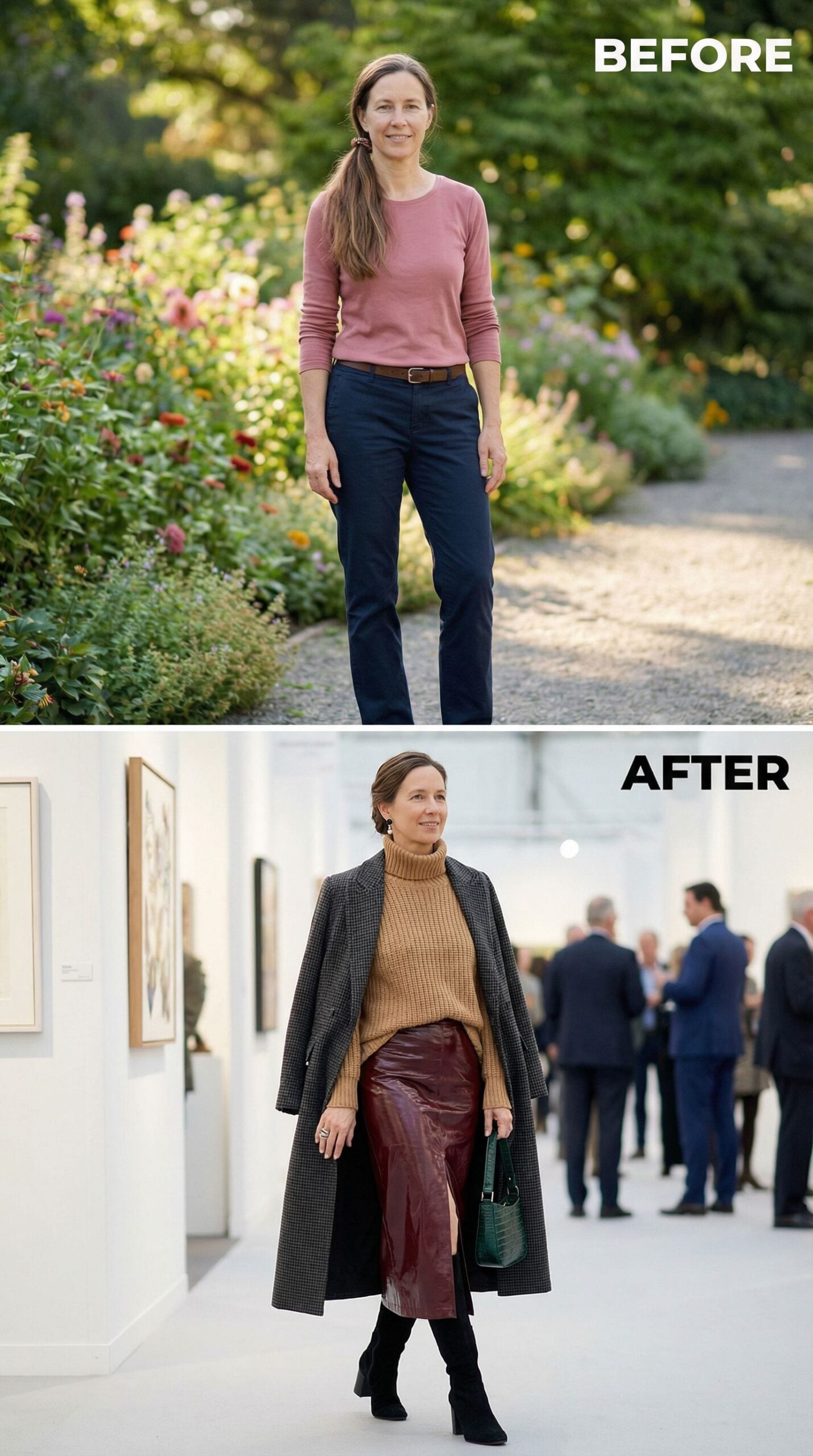 Burgundy Leather Skirt Takes Casual Style to Gallery-Ready