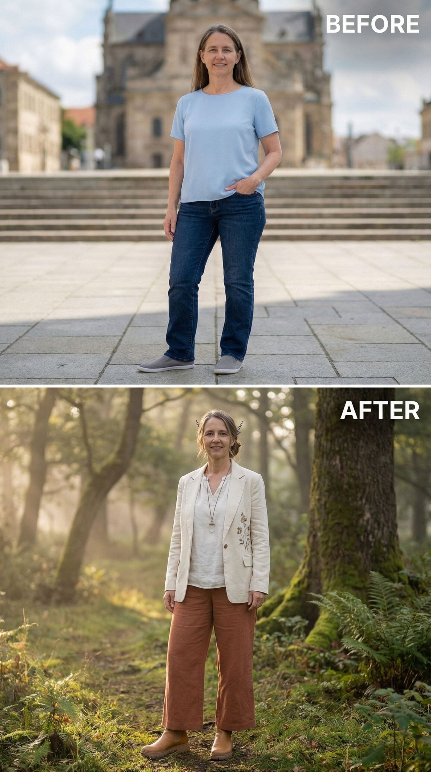 From Basic Blue Tee to Woodland Enchantress in Linen Layers