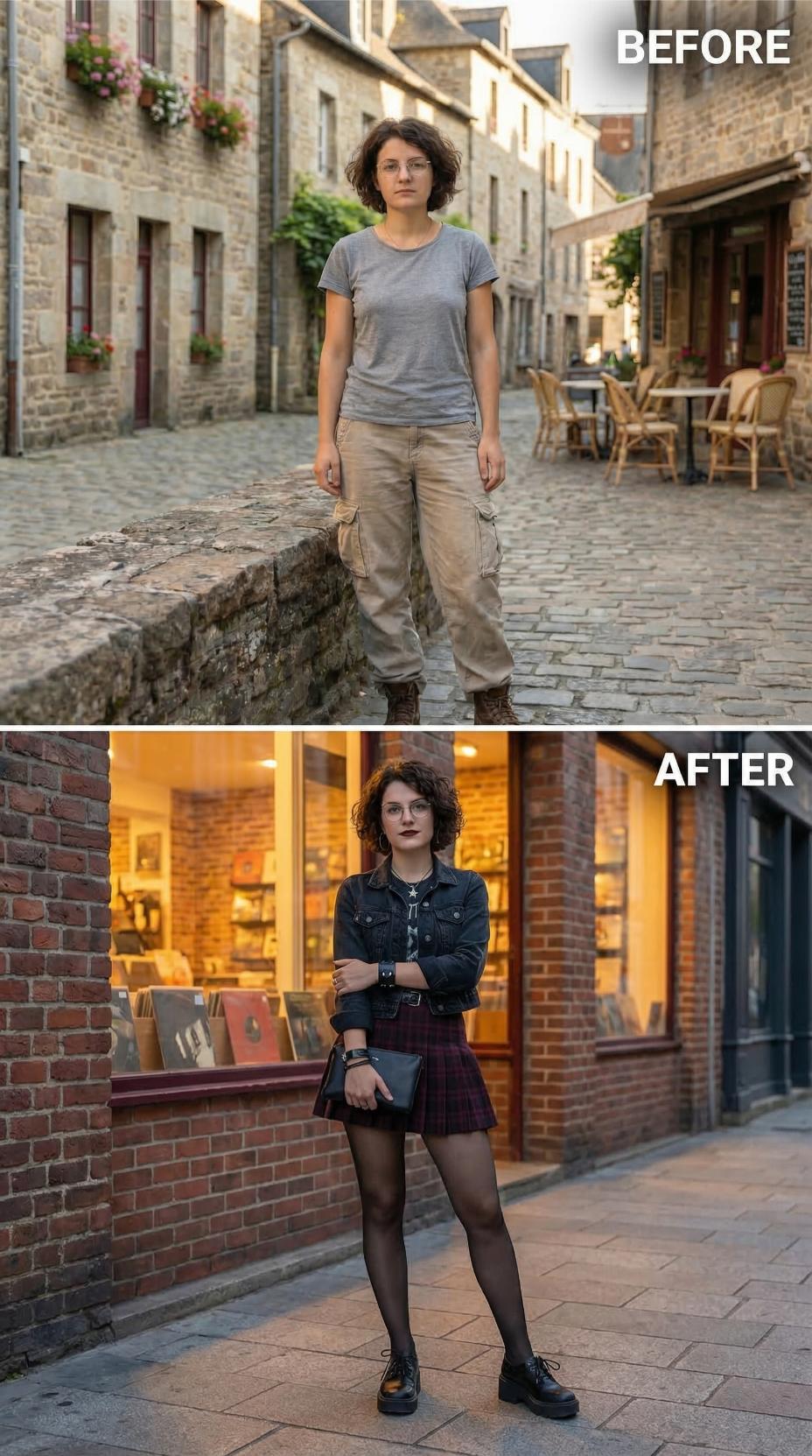 Slouchy Gray Tee and Cargo Pockets Vanish Under Denim Jacket Polish