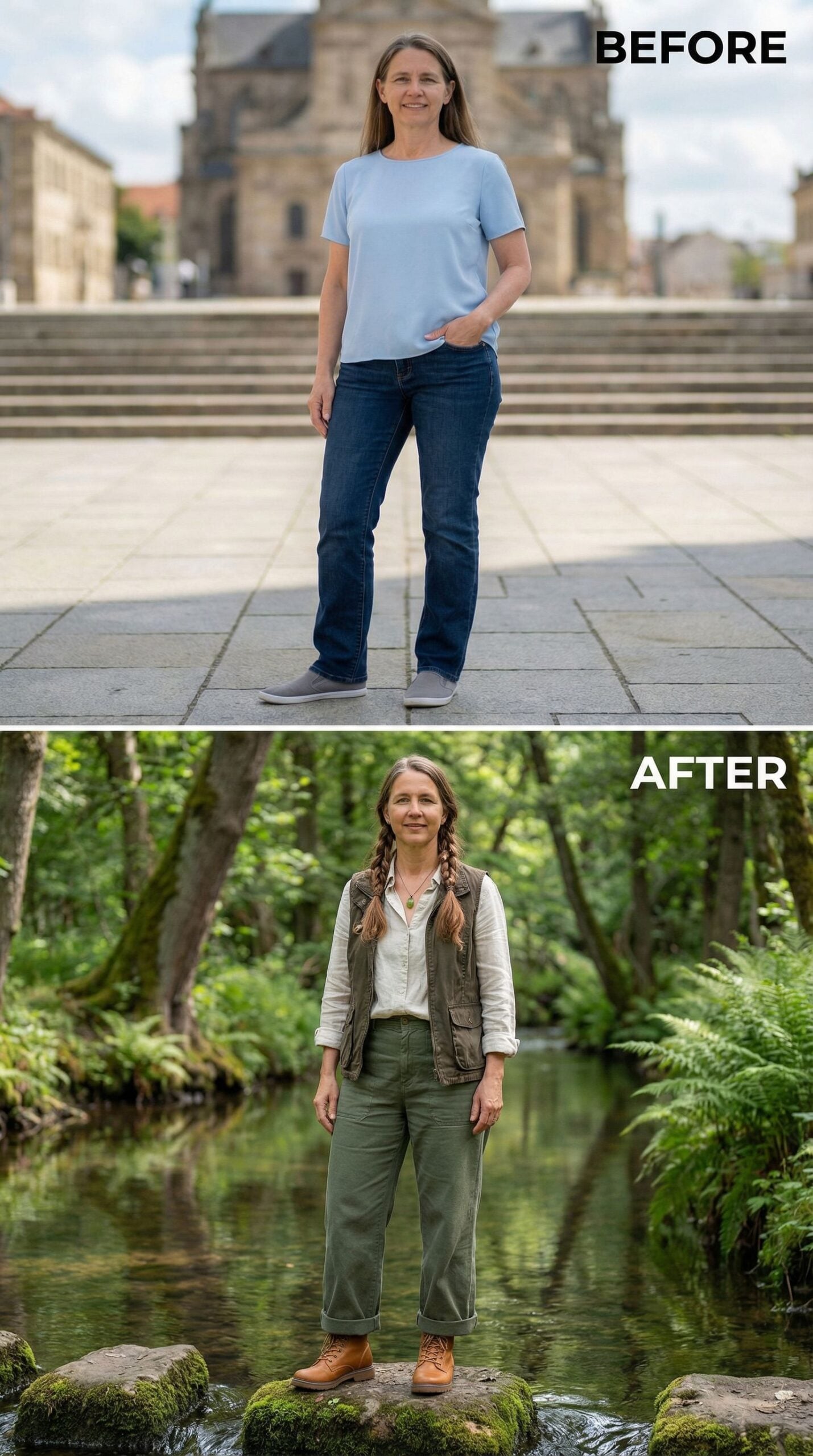 From City Pavement to Forest Stream in Olive and Earth Tones