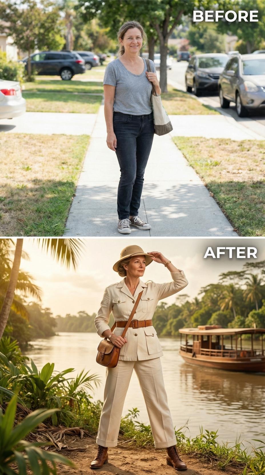 Suburban Sneakers Give Way to Safari Chic on a Tropical River