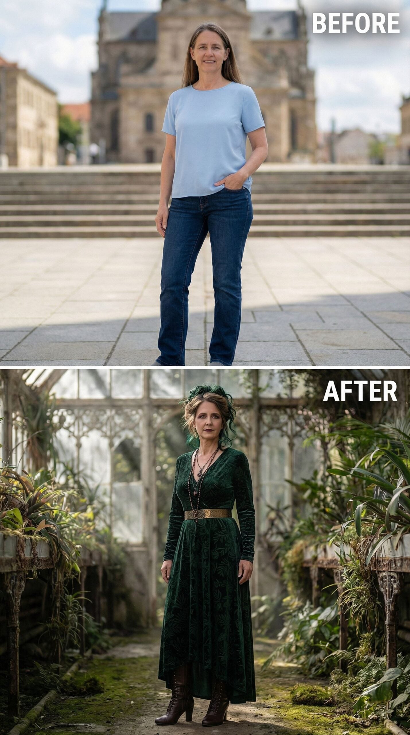 Velvet Sorceress in an Overgrown Conservatory