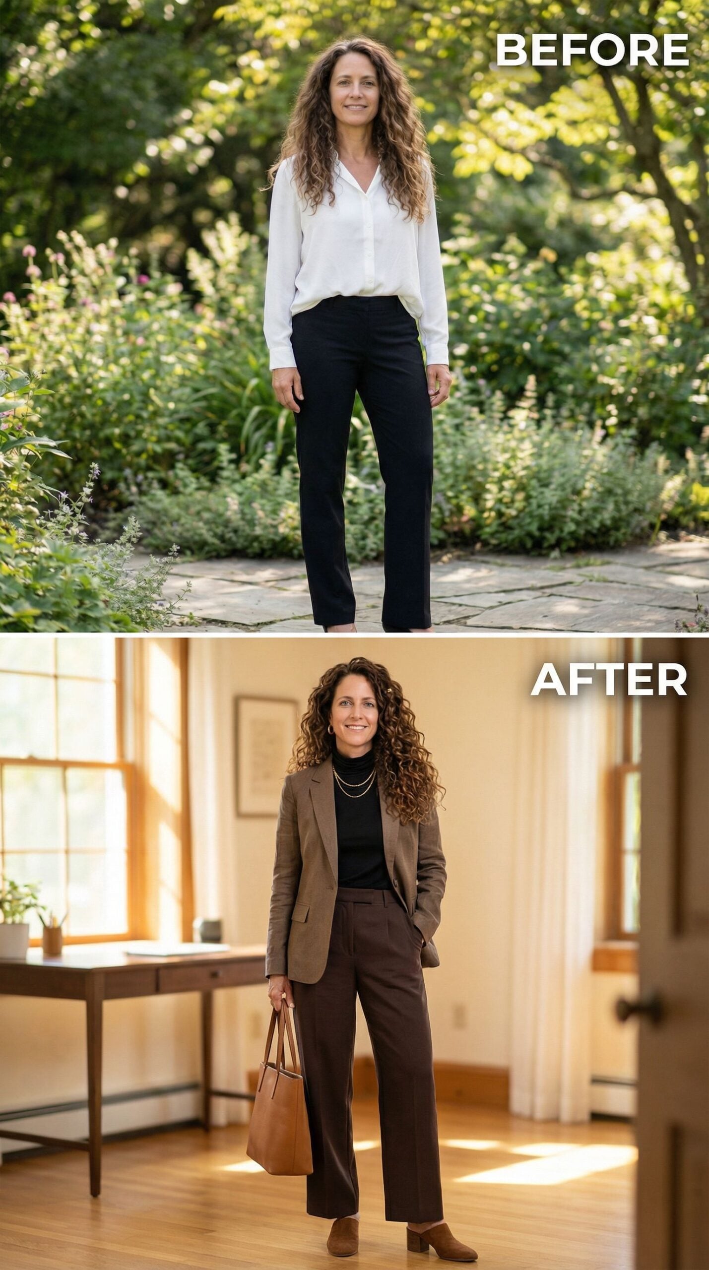 From Casual Garden Stroll to Boardroom Authority in Brown Suiting