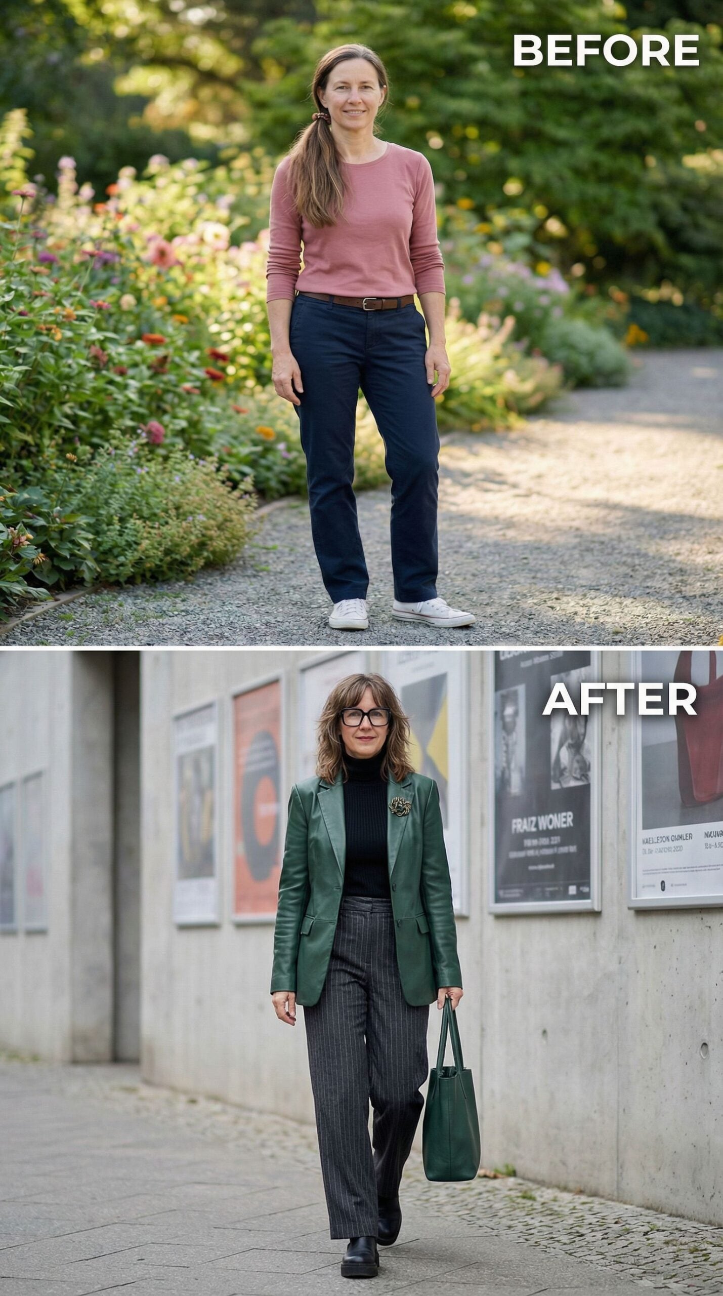 Forest Green Blazer and Pinstriped Trousers Build Gallery Confidence