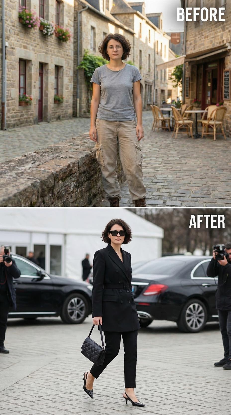 Cargo Pants Disappear Behind Black Blazer Dress Power