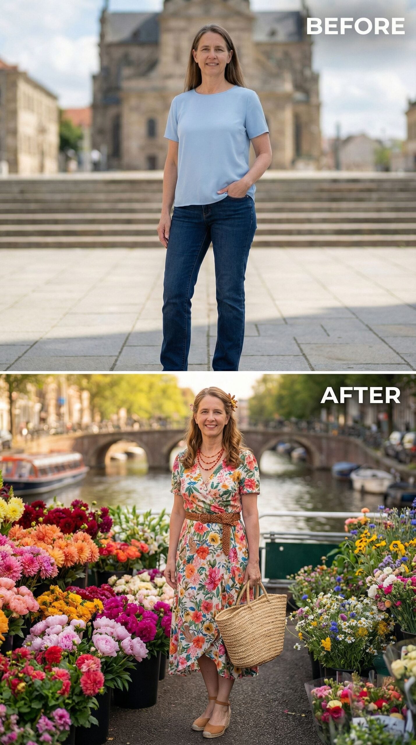 Floral Wrap Dress Magic at Amsterdam's Floating Flower Market