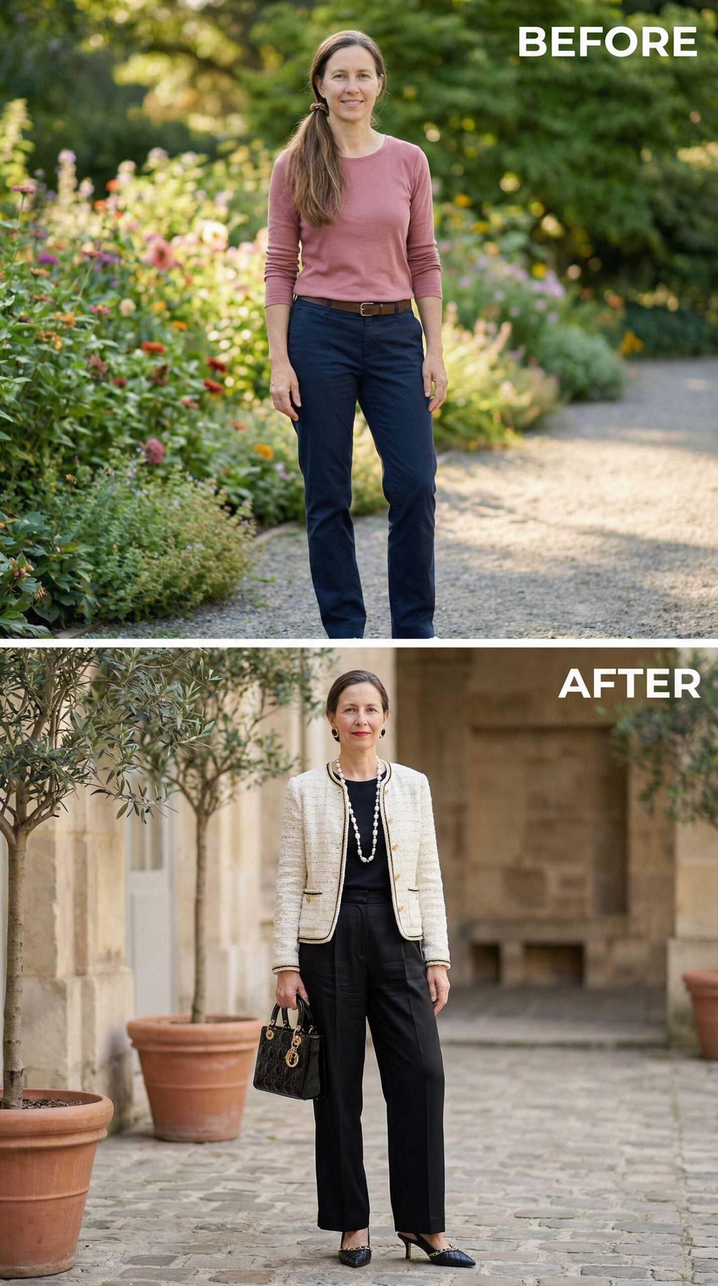 Tweed Jacket and Pearl Strands Signal Sophisticated Taste