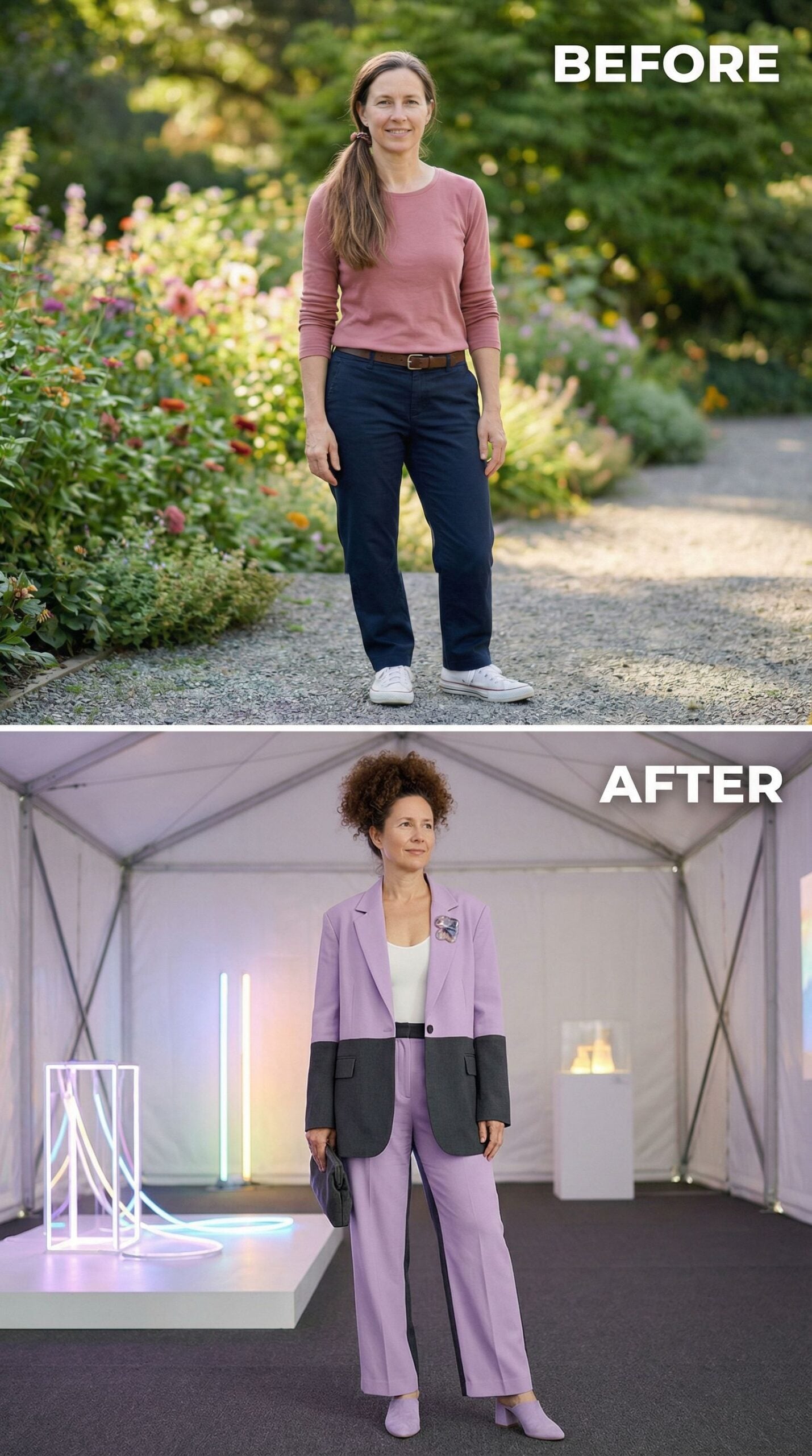 Lavender Two-Tone Suiting Replaces Garden Casualwear